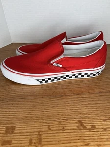 Vans Shoes Mn 8.5 Wm 10 Off The Wall Slip On Sneakers Red White Checkerboard th - Picture 1 of 15