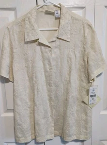 NWT NOS SUSAN BRISTOL Cottagecore SS Blouse Cream Embroidered Size 14 - Picture 1 of 12