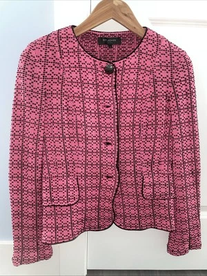 Chaqueta St John Knits, Talla 4 Hermosa Rosa/Negro Foto 1 de 4