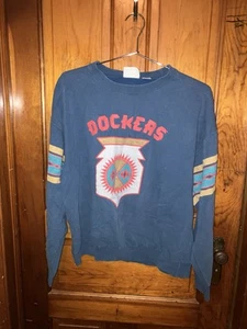 Dockers Levis Mens Pullover Sweatshirt L 90s Long Sleeve Aztec Tribal Korea VTG - Picture 1 of 12