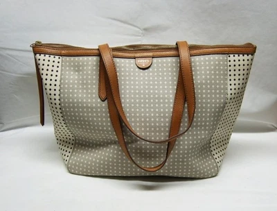 FOSSIL 托特包 Emma 皮革装饰大号 2 色波西米亚心形笔记本电脑工作包 — 第 1/4 张图片