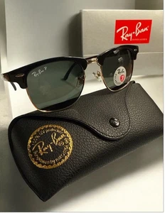 Occhiali da sole Ray-Ban Clubmaster polarizzati RB3016 51mm - nero su oro classici - Foto 1 di 9