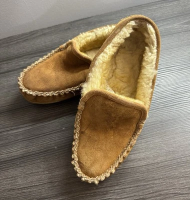 EUC L.L.Bean Men's Wicked Good Slippers Size 8MFluffy Suede Moccasin-Solid Sole - Image 1 of 4