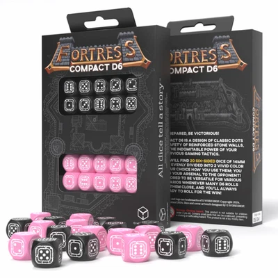 Set De Dados Compacto D6 Negro Y Rosa Para Juegos De Rol Q-workshop STCB05 - Imagen 1 de 4