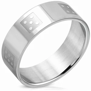 8mm | Bague plat à bande chanceux fini acier inoxydable