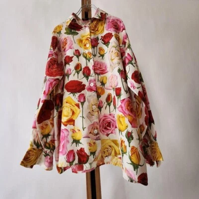 古驰 Tom Ford 玫瑰丝绸衬衫尺寸 38 (M) 真丝 100 领前扣 — 第 1/4 张图片