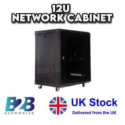 Clearance 12U Network Data Cabinet - Comms Wall Rack Patch Panel Switch - Image 1 of 4
