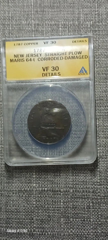 1787 NEW JERSEY RARE STRAIGHT PLOW MARIS 64-1 - Image 1 of 4