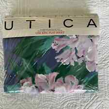 Vintage Utica No Iron Percale Floral King Flat Sheet Cottagecore Villa NWT