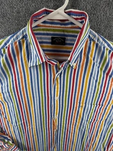 Paul & Shark Striped Colorful Size 42 Long Sleeve Button Up Shirt Pocket Logo - Picture 1 of 23