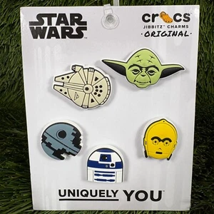 Crocs Original Jibbitz Star Wars 5 Pack Yoda, R2D2, C3PO, Death Star - Picture 1 of 1