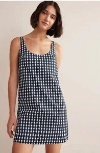 Boden Scoop Neck Shift Dress Size 12R US Women Navy Geo Azure Sleeveless NWT - Picture 1 of 10