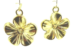 New  Beautiful  Gold-tone  FLOWER   Dangle Drop Earrings   1-3/4" Long - Picture 1 of 3