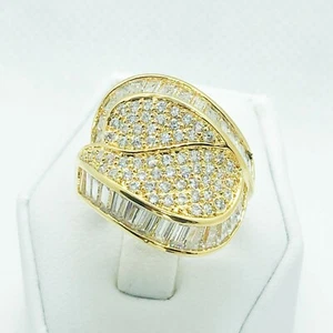 R5902 Women Fashion Jewelry White Yellow Gold Plate Promise Wedding CZ Ring - Picture 1 of 9