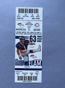 NFL Game TICKET STUB Chicago Bears @ Denver Broncos November 23, 2003 S10 - Picture 1 of 5