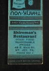 1930s Shireman's Restaurant Good Food Reasonable Prices Phone 204 J Mount Joy PA