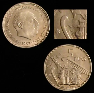 *GUTSE* FRANCO-3, 5 PESETAS 1957*63, BRILLO ORIGINAL, SIN CIRCULAR, MUY ESCASA. - Imagen 1 de 1