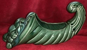 Cornucopia Fruit A Plenty Planter Ceramic Vintage Green - Picture 1 of 6