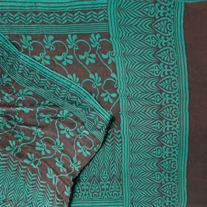 Vintage grauer Sari 100 % reine Krepp Seide bedruckt Sari 5 Jahre weicher Handarbeit Stoff - Bild 1 von 6