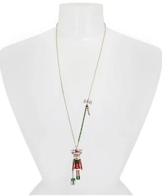 BETSEY JOHNSON Jingle Bell Bling Christmas Reindeer Pendant Necklace - Image 1 of 3