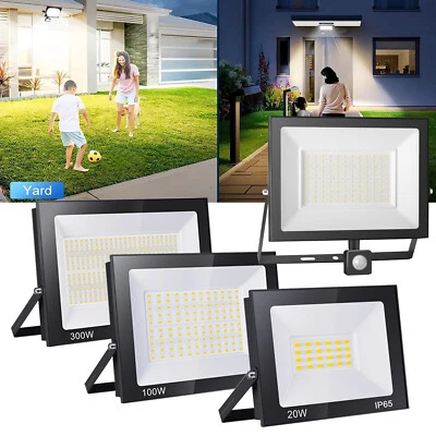 LED Fluter Mit Bewegungsmelder Strahler Scheinwerfer Außenleuchten Garten Lampe - Bild 1 von 4