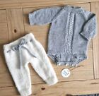 Hand Knitted Baby Set 0-1 MTHS  WHITE&GREY
