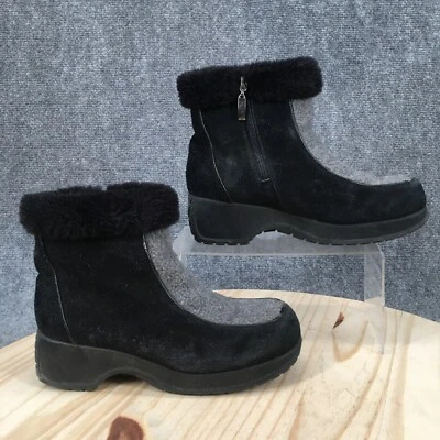 Sporto Boots Womens 7.5 M Ankle Booties Insulated Side Zip Winter Black Suede - Image 1 of 4