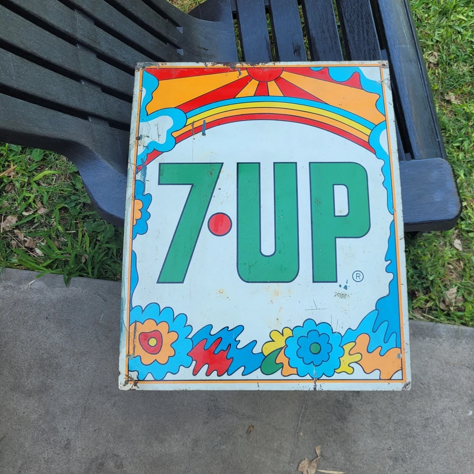ORIGINAL lithography sign | 7UP psychedelic flowers - Image 1 of 4