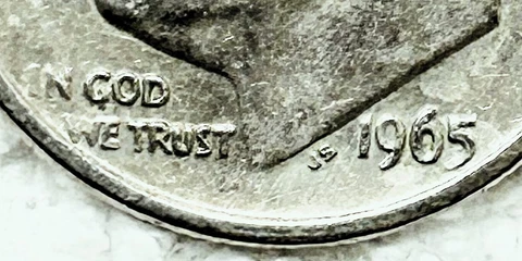 1965 Roosevelt Dime AU Cond Error Coin Cover