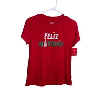 Wondershop Christmas Shirt Women's Small Red Feliz Navidad Sleep Short Sleeve - Picture 1 of 9