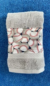 Time for baseball Hand Towel - Plush  Light Gray or Dark Gray - Handmade Accent - Picture 1 of 5