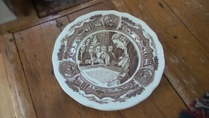 Vintage Meakin Ironstone 7 Zoll Teller American Legend, braun. weiß, Erklärungszeichen - Bild 1 von 3