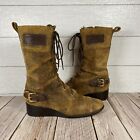 Michael Kors Woolley Damen Combat Distressed Wildleder Mokka Spitze Reißverschluss Stiefel 9 M