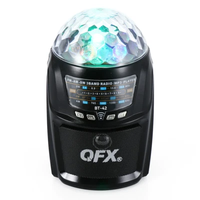QFX BT-42 Rechargeable Bluetooth Speaker +AM/FM/SW 3-Band Radio+LED Party Lights - Image 1 of 4