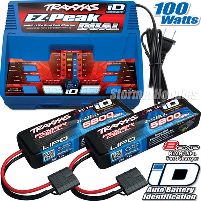 Зарядное устройство двойное iD Traxxas EZ-Peak 2972 с (2) литий-полимерными аккумуляторами 7,4 В 5800 мАч 2843X - Изображение 1 из 3