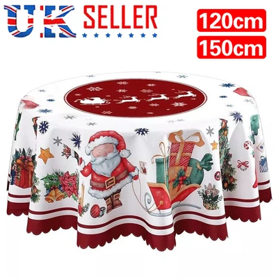 Round Tablecloth Christmas large Xmas Holiday Table Cover Cloth Home Decor UK