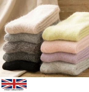 100% Angora Pure Cashmere Women Woman Girls Socks Luxury Warm Wool of 1 Pairs - Picture 1 of 7