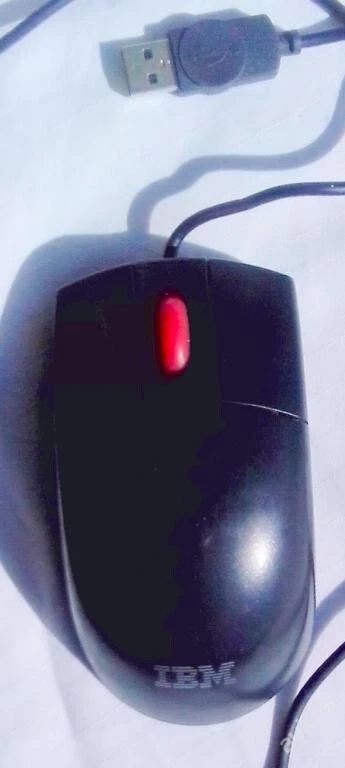 Very Rare IBM USB optical black mouse with red wheel with IBM logo! - Image 1 of 1