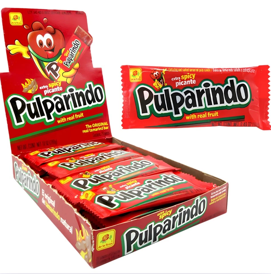 Pulparindo Extra Spicy 20 Count De La Rosa Mexican Candy Chamoy Tamarind - Image 1 of 1