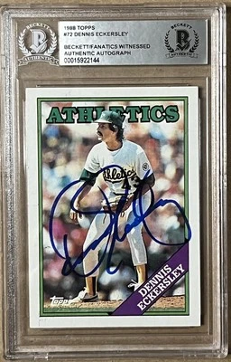 1988 Topps Series 1 #72 Dennis Eckersley Oakland A's assinado BAS autografado autêntico  - Imagem 1 de 2