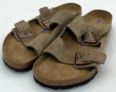 Sandalias Birkenstock Arizona para hombre talla 9 EE. UU. 42 UE gamuza topo plantilla suave nuevas sin caja Foto 1 de 4