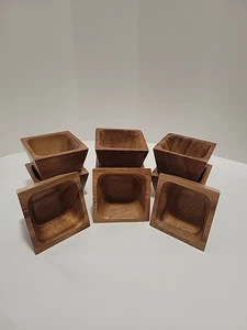 Lipper Acacia Prep Square Bowls 9 3"×3"×1.75" - Picture 1 of 10