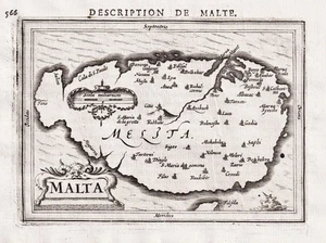 Malta island isla ile Malte mapa mapa mapa Bertius Hondius grabado 16 301971 - Imagen 1 de 1