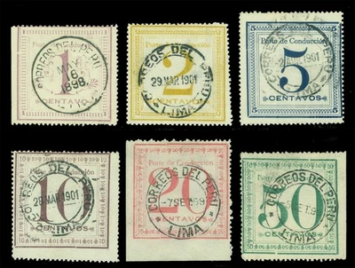 PERU 1897  PARCEL POST complete set  Scott # Q1-Q6  unused VF - Image 1 of 2