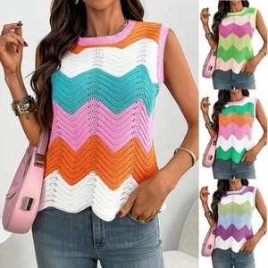 Lightweight Colorblocking Roundneck Vest for Women Fashionable Casual Style - Picture 1 of 72