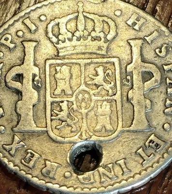 Rare Spanish Pirate Shipwreck Age Colonial Silver Real 1821 - Image 1 of 4