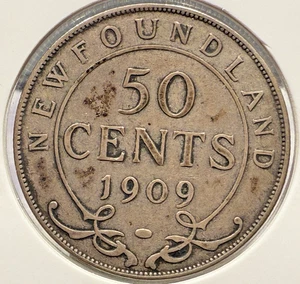 1909 Newfoundland Fifty Cents Canada Edward VII Silver 50¢ KM# 11 SP4989 - Picture 1 of 2