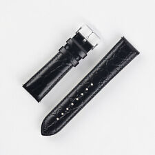 Hirsch CROCOGRAIN Crocodile Embossed Leather Watch Strap in BLACK (Medium/Long)