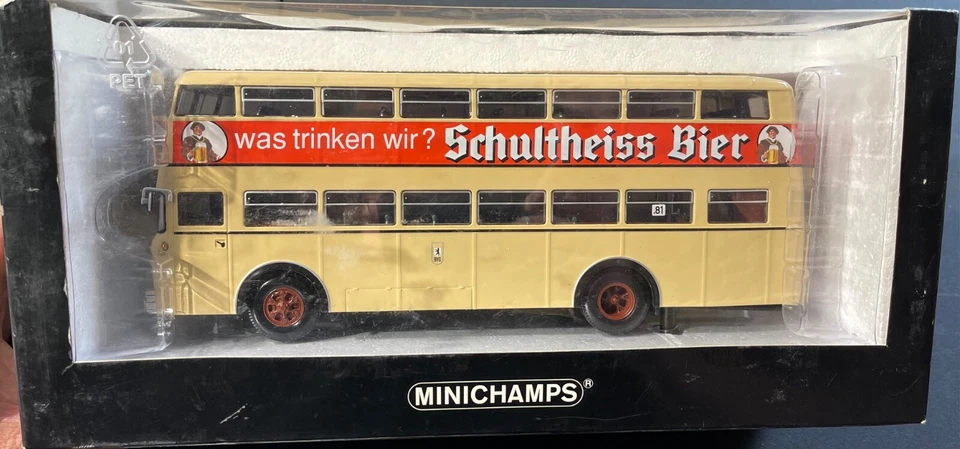 Minichamps Schultheiss Bier Bussing D2U Double Decker Bus 1/43 NEW Model - Image 1 of 4