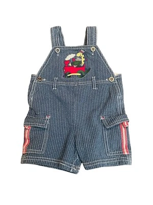 复古婴儿剥落牛仔短裤恐龙火车短裤尺寸 12 个月   — 第 1/4 张图片